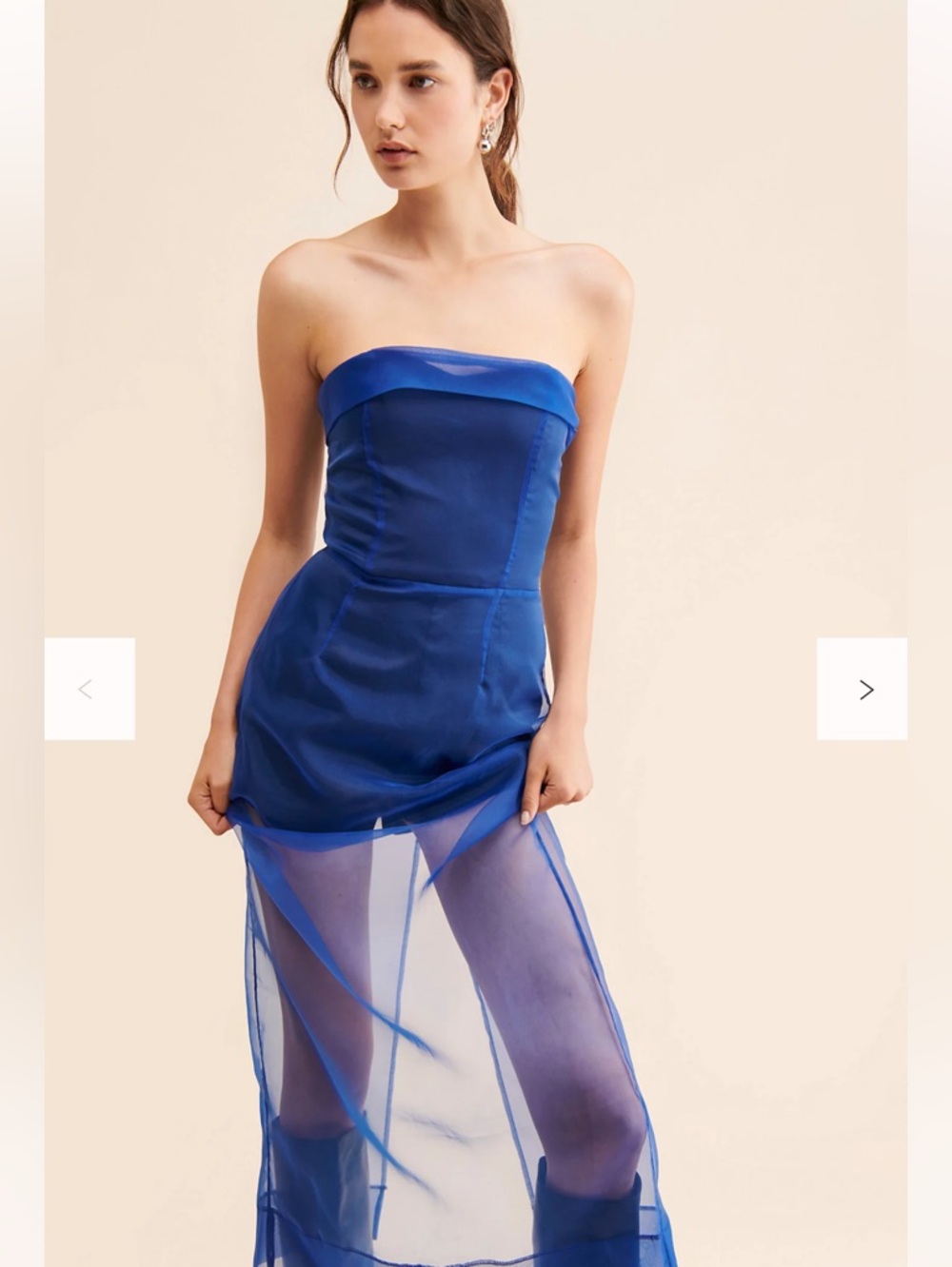 Audette Mariah Mesh Anthropologie Strapless Maxi Dress in Royal Blue